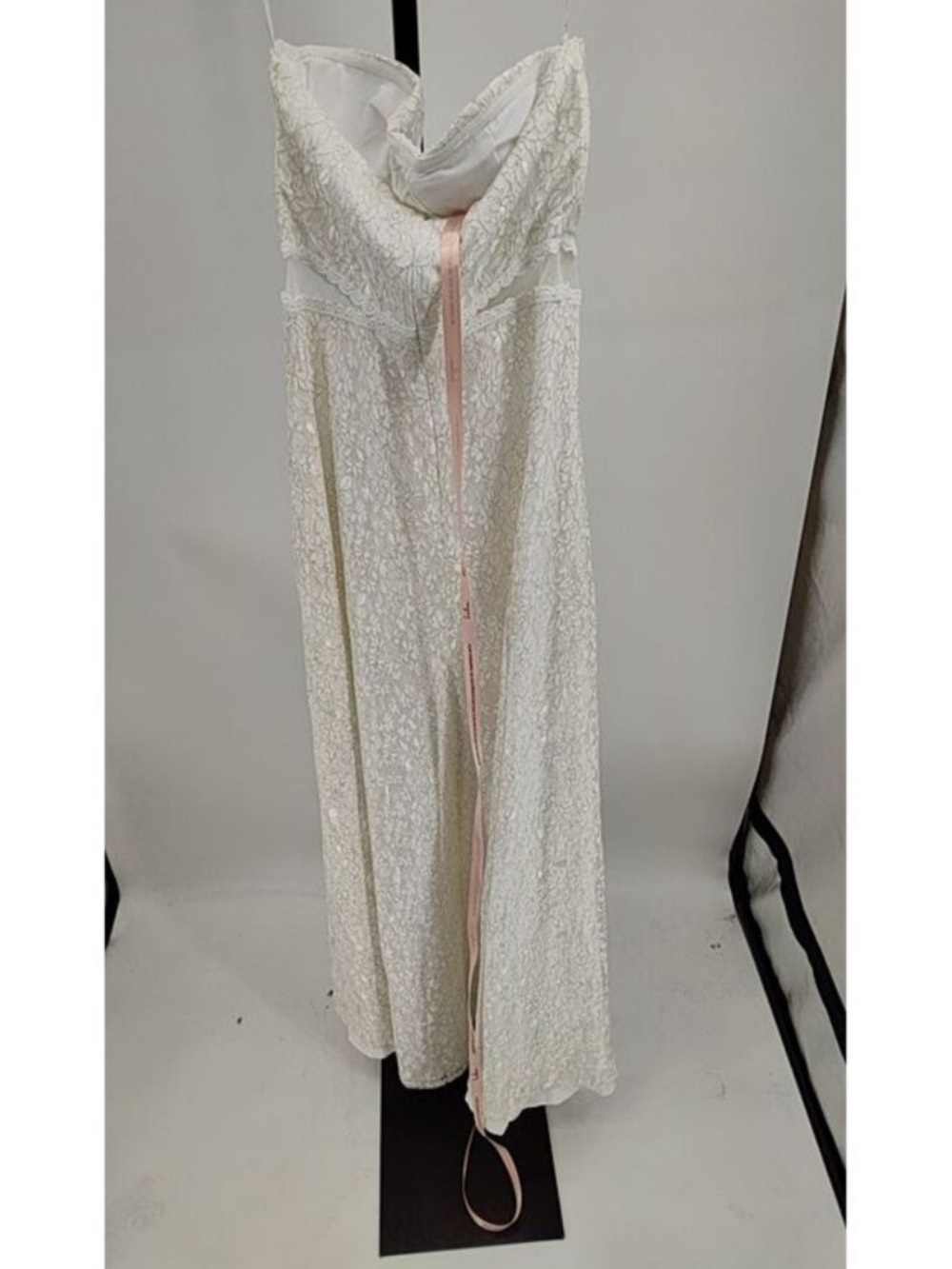 Lulus White Floral Lace Strapless Maxi Dress NWT Bridal Shower Wedding M - Picture 6 of 7